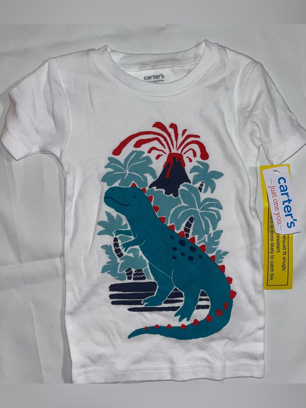 NWT Carter's Dinosaur Tee 4T White Volcano Graphic
